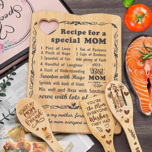 Vista 5 de Regalos para el día de la madre para mamá, regalos de cumpleaños para mamá de hija hijo, juego de tabla de cortar para mamá, regalo ideal