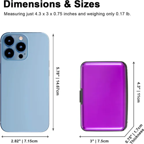 Vista 41 de Soporte para tarjetas de crédito, cartera metálica con bloqueo RFID para tarjetas de identificación para mujeres y hombres, funda rígida de aluminio