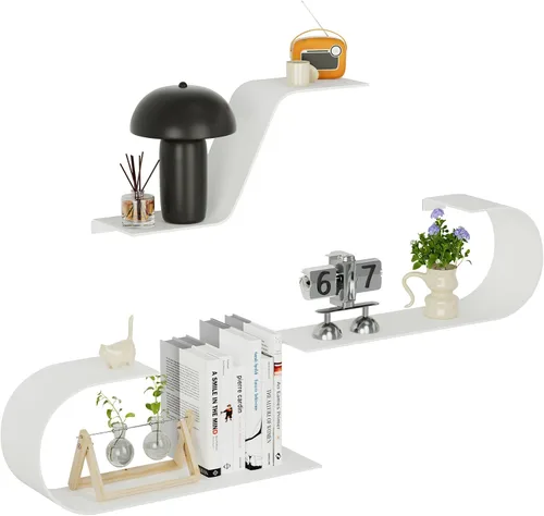 Vista 9 de Juego de 3 estantes flotantes negros, decoración de metal negro, estante flotante montado único, estante de pared largo moderno, estantes de pared