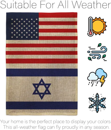 Vista 6 de Americana Home & Garden Bandera israelí de Israel de Estados Unidos para exteriores, paquete de pancartas para jardín, pared al aire libre, puerta