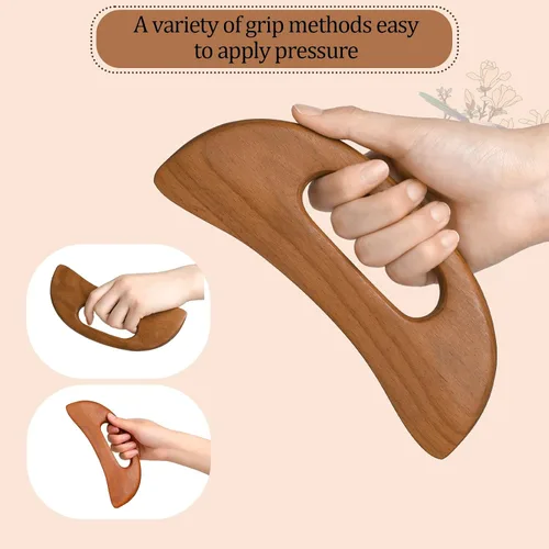 Vista 5 de Masajeador de celulitis de madera, herramienta de guasha corporal, masajeador de drenaje linfático, raspador muscular, herramienta de masaje