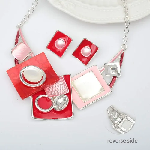 Vista 4 de CSY Conjunto de joyería de regalo para mujer con diseño de ópalos de cristal ovalados y bohemios