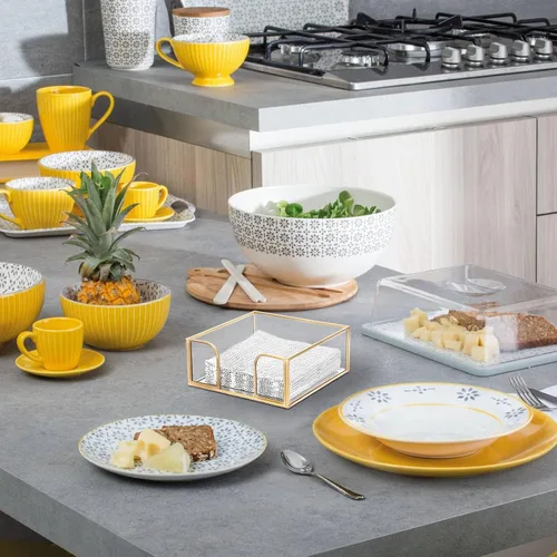 Vista 2 de Sumnacon Servilletero cuadrado de cristal para servilletero, de tamaño de cóctel, de color dorado, elegante, para cocina, mesa de comedor