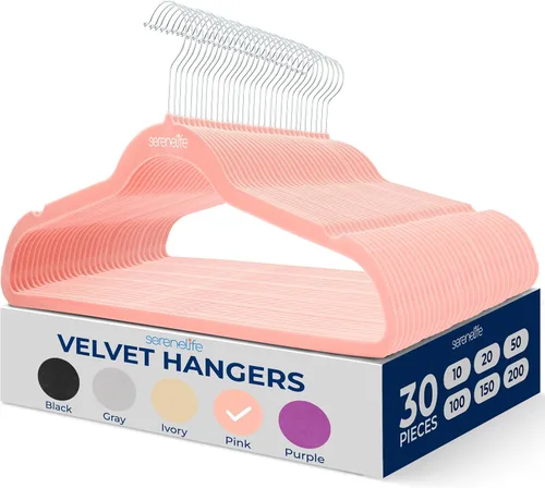 Vista 37 de SereneLife Paquete de 10 Perchas para Ropa de Terciopelo – Perchas Antideslizantes para Ropa con Diseño de Servicio Pesado, Perchas Delgadas que