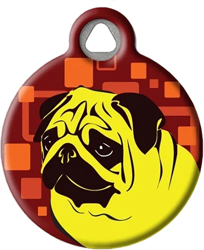 Vista 6 de Birthday Pug - Etiqueta de identificación personalizada de mascotas para perros, etiqueta de identificación de acero inoxidable con revestimiento