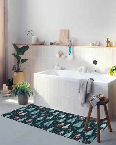 Vista 4 de Tapete de baño de Navidad para bañera, antideslizante, de secado rápido y absorbente, tierra de diatomeas, fregadero, dormitorio, cocina, tapete