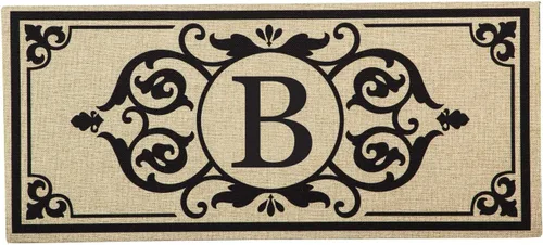 Vista 5 de Evergreen Flag Cambridge Monogram Letra A Burlap Sassafras Switch Mat 22" x 10