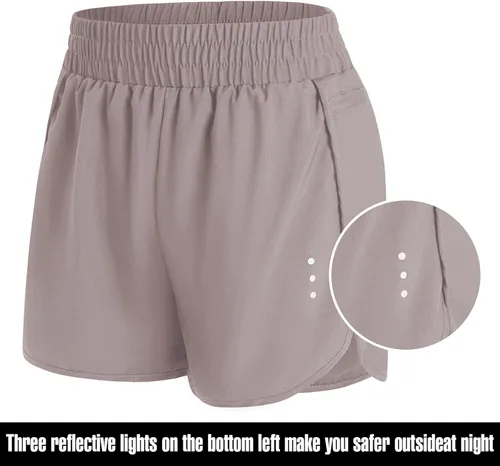 Vista 4 de TUVEKE Pantalones cortos de entrenamiento para mujer, cintura alta, pantalones cortos atléticos 2 en 1, pantalones cortos de yoga para gimnasio
