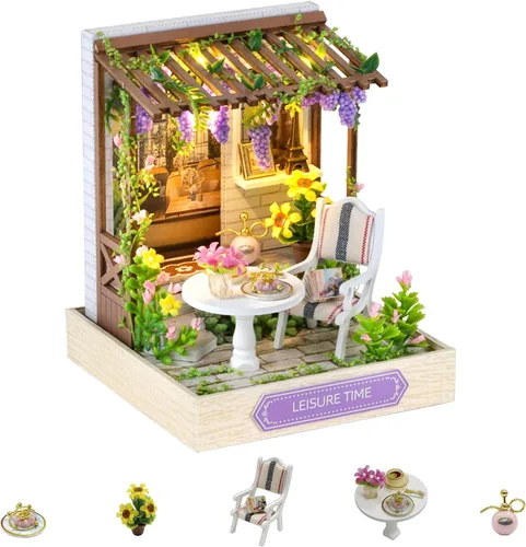Vista 16 de Flever Kit de casa de muñecas en miniatura para bricolaje, habitación creativa con muebles para un regalo romántico de San Valentín