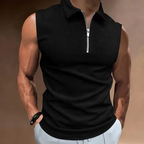 Vista 2 de Camisola Mangas para Hombre Camiseta Mangas Ajustadas Camisetas con Cuello Volto Túnicas Deportivas Color Sólido