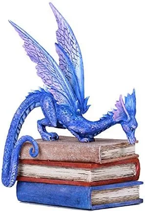 Vista 2 de Pacific Giftware Amy Brown - Estatua de dragón de triple libro morado para decoración del hogar