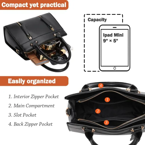 Vista 5 de Purses and Handbags for Women Trendy Satchel Tote Shoulder Bags with Top Handle