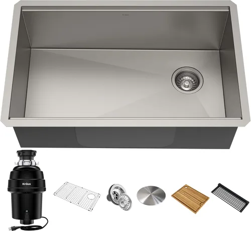 Vista 22 de KRAUS Kore KWU1101-17-PGM - Fregadero de cocina con estación de trabajo de 17 pulgadas con cuenco individual en PVD, de acero inoxidable de calibre