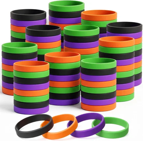 Vista 20 de Liliful 100 pulseras de goma de silicona, pulseras de goma para pulseras de silicona para mujeres y hombres (negro)