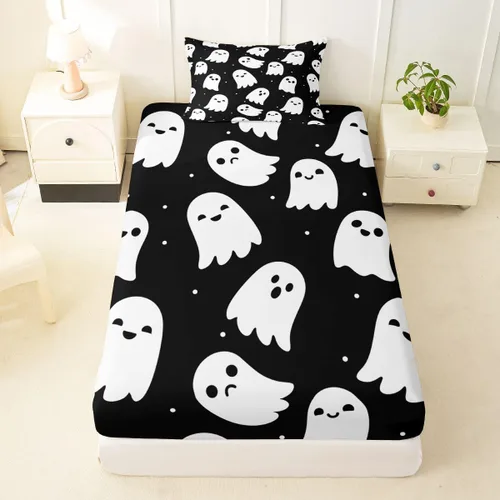 Vista 47 de Juego de ropa de cama con estampado de leopardo, tamaño individual, juego de cama de guepardo africano para decoración de dormitorio de Negro