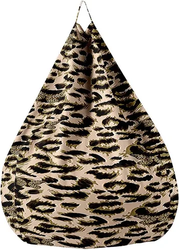 Vista 4 de Lukery Puf de almacenamiento con estampado de leopardo 3D para niños y adultos, puf rellenable (sin relleno), puf lavable para sala de estar, sofá