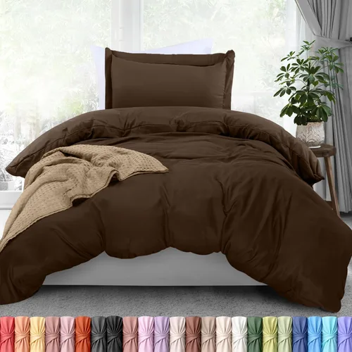 Vista 23 de Utopia Bedding Juego de funda de edredón tamaño individual - 2 piezas con cierre de cremallera - 1 funda de edredón 68X90 pulgadas y 1 funda de Beige