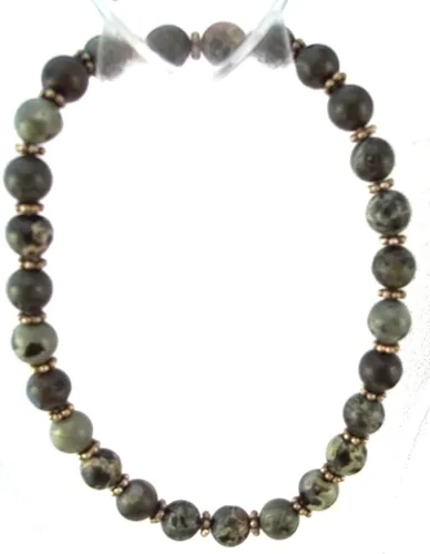 Vista 3 de 7 Inch Cameo Jasper with Sterling Silver Spacers Stretch Bracelet