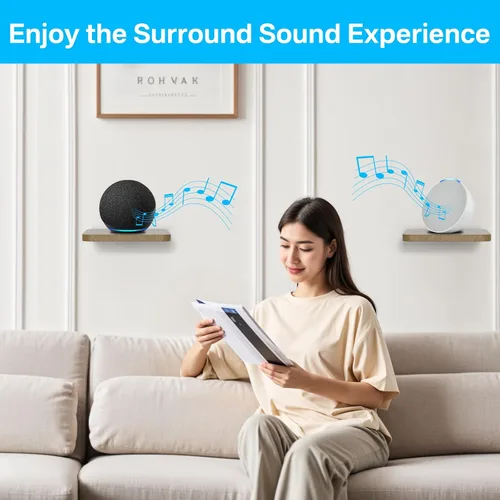 Vista 6 de Aiweiwa Soporte de pared para altavoz Echo Dot Max, Echo Studio, Echo Spot, Echo Show 5, soporte de pared Echo Pop, soporte de altavoz ajustable
