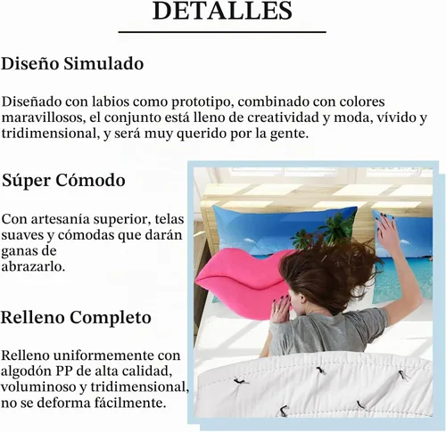 Vista 3 de zhidiloveyou Almohada de labios Cojín de almohada de cara sonriente