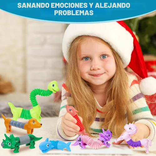 Vista 5 de Tubos Pop de Animales Juguetes Fidget 10PCS, Juguetes Sensoriales para Autismo y Alivio del Estrés, Juguetes de Viaje para Coche y Avión, Rellenos