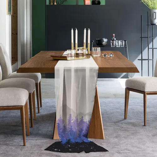 Vista 2 de Double Love Purple Black Forest Chiffon Table Runner 55 Inches Long, Voile Sheer Tulle Runner for Rustic Wedding Reception Bridal Shower Decorations