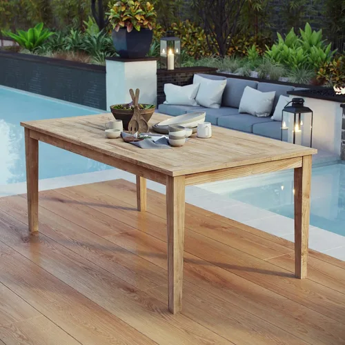 Vista 2 de Modway EEI-2717-NAT Marina Premium Grade A - Mesa de comedor de madera de teca para exteriores, 72 pulgadas, color natural