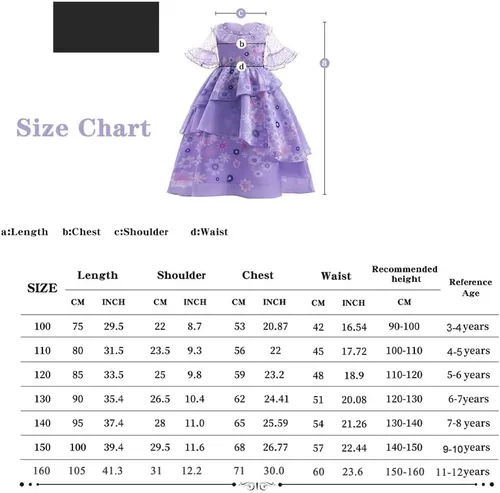 Vista 2 de Vestido de disfraz para niñas cosplay Isabela Madrigal princesa Halloween con anteojos aretes 3-4 años