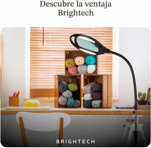 Vista 8 de Lámpara de pie LED de aumento LightView Pro, con lente de vidrio, altura ajustable y cuello de cisne. Para computadoras, lectura o manualidades