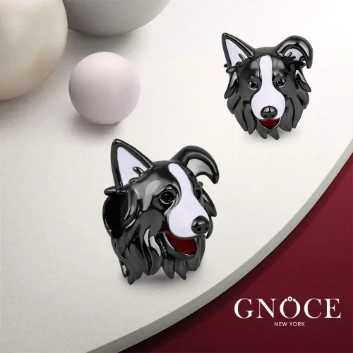 Vista 3 de GNOCE Abalorio de plata de ley para perro chapado en negro para pulsera o collar de mascotas para mujeres y niñas