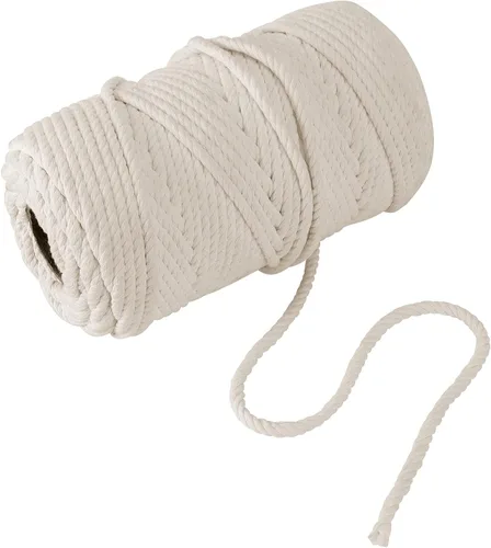 Vista 4 de FUNSUEI Cordón de macramé natural de 0.236 in x 500 pies, cuerda de algodón suave torcida de 4 hebras, cuerda de algodón de 1/4 de pulgada