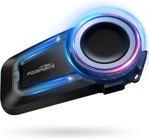 Vista 10 de Fodsports FX4 Pro - Casco de motocicleta, intercomunicador Bluetooth con control de voz AI, sistema de comunicación de auriculares de 4 vías, música