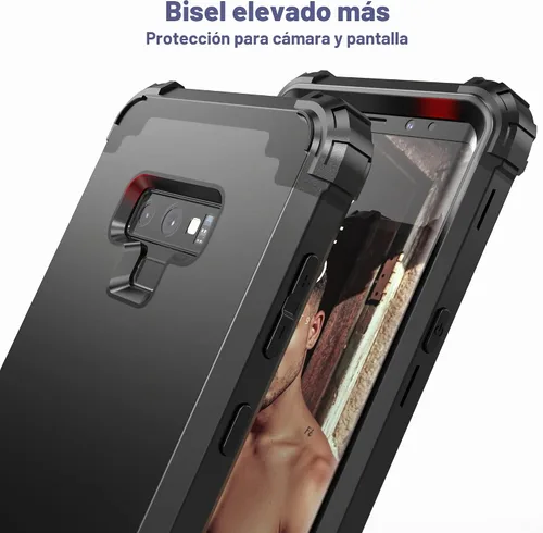 Vista 6 de IDweel Funda para Galaxy Note 9, Note 9 azul para hombres, 3 en 1, a prueba de golpes, delgada, híbrida, resistente, protección de policarbonato