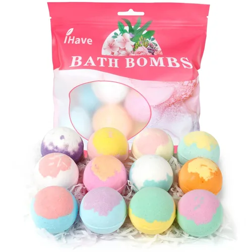 Vista 7 de iHave Bombas de baño para niños y mujeres, juego de 12 bombas de baño naturales hechas a mano, bombas de baño de burbujas, perfectos regalos