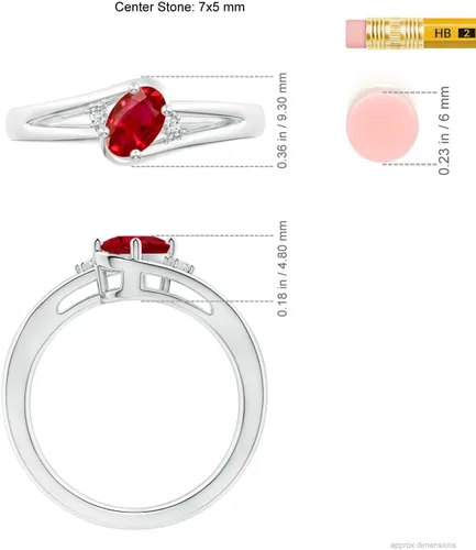 Vista 5 de Angara Natural Ruby and Diamond Split Shank Ring for Women for Wedding, Anniversary, Engagement in 925 Silver 14K Solid GoldPlatinum 950 - July