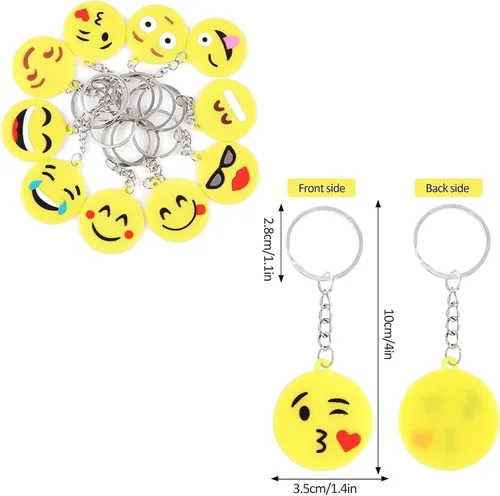 Vista 6 de CRSUSUKJ Mini Emoticon Keychain, Keychains, Cute Keychain(16 expressions), Party Favors, Emoticon Gifts Toys Carnival Prizes,Valentine's Day
