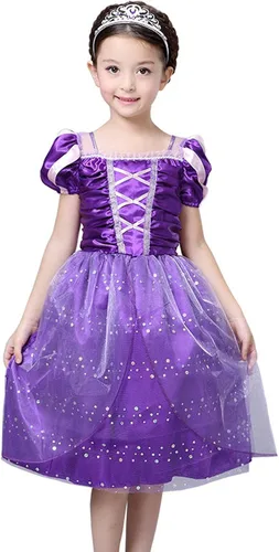 Vista 6 de SAYOO Disfraz de princesa Rapunzel para niñas pequeñas