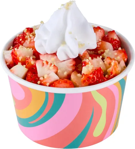 Vista 99 de Restaurantware Coppetta - Vasos de postre de 3 onzas, 50 tazas desechables para helado, tapas se venden por separado, cuencos de papel a cuadros