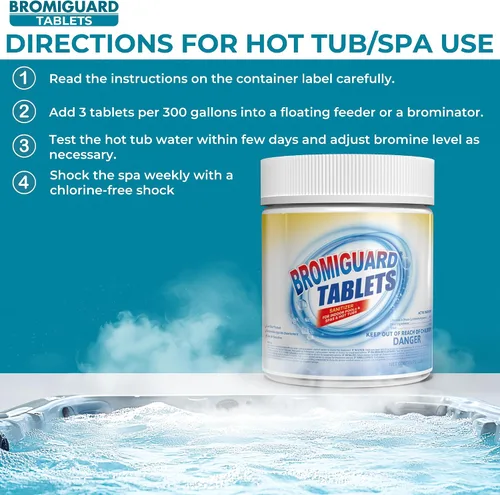 Vista 6 de Tabletas de bromo de 1 pulgada y 1.2 libras para bañera de hidromasaje de spa, desinfectante químico bromante para spas, jacuzzis o piscinas
