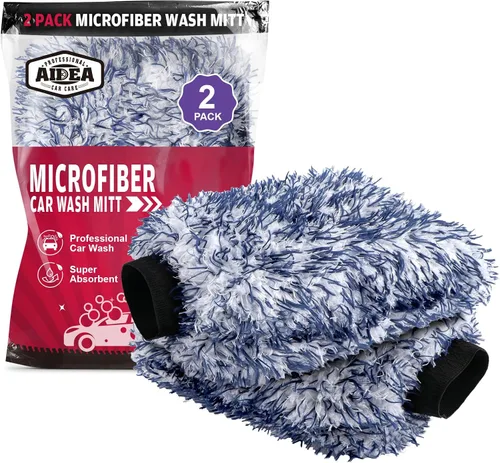Vista 21 de AIDEA Manopla de Lavado de Coche de Microfibra-2PK, Sin Rayones y Sin Pelusas, Manopla de Lavado de Microfibra Chenille Premium-Azul Tamaño Regular