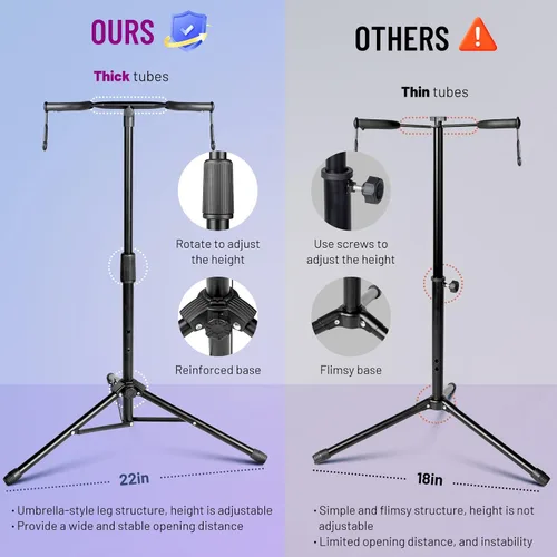 Vista 4 de CAHAYA Soporte de guitarra plegable doble soporte universal de doble