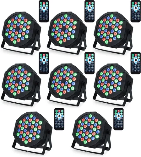 Vista 11 de Litake Luces DJ Par, RGB 36 luces LED de escenario activadas por sonido, luces LED elevadas controladas por control remoto y DMX, 7 modos de Paquete