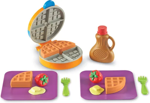 Vista 4 de Learning Resources New Sprouts Waffle Time - Juguetes de Cocina de Comida de Juego de Simulación para el Desayuno, Juego Educativo Montessori