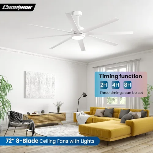 Vista 3 de Ventiladores de techo modernos con luces, ventilador de techo de 72 pulgadas con control remoto para dormitorio, sala de estar, cocina, biblioteca