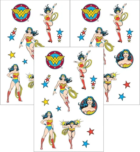 Vista 4 de Playhouse DC Comics Wonder Woman - Lámina de calcomanías con efecto esmaltado, 3 paquetes