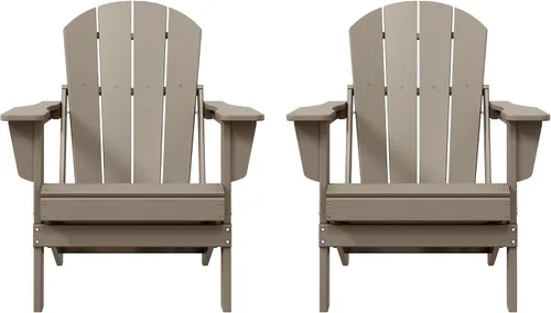 Vista 29 de WO Home Furniture Laguna Silla plegable Adirondack de polietileno de alta densidad, silla para patio para todo tipo de clima, para jardín al aire