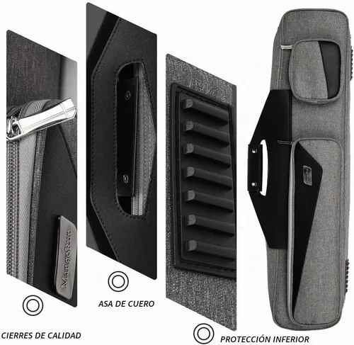 Vista 4 de Pool Cue Case 4x4 with Backpack Straps Carrying Case for 4 Pool Cues 4X4 Oxford Negro