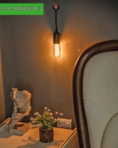 Vista 4 de HESSION - Cable de extensión colgante para farol, cable de lámpara de 5.9 pies, máximo 360 W, interruptor de encendido/apagado E26/E27, iluminación