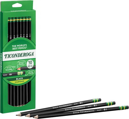 Vista 5 de Ticonderoga Lápices de madera, preafilados, 2 HB suaves, negro, 10