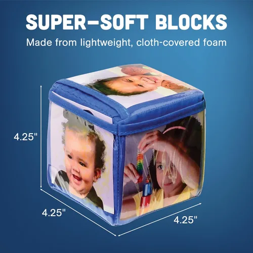Vista 6 de Constructive Playthings - Juguetes apilables personalizables con bolsillos transparentes para niños de 12 meses+, bloques de construcción de espuma
